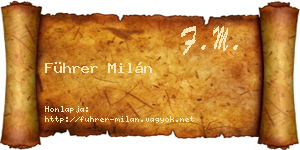 Führer Milán névjegykártya
